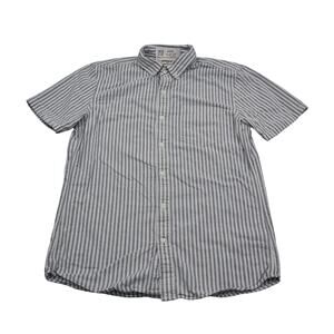 Good Threads Shirt Mens M Multicolor Pinstriped Button Up Short Sleeve Collared